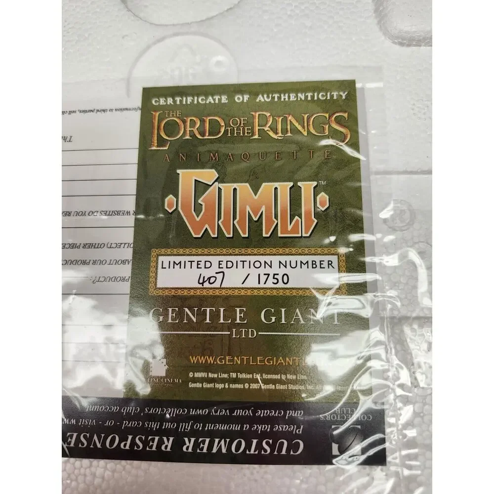 2008 New Lines Cinema The Lord Of The Rings Animaquette Gimli LE 407/1750 In Box